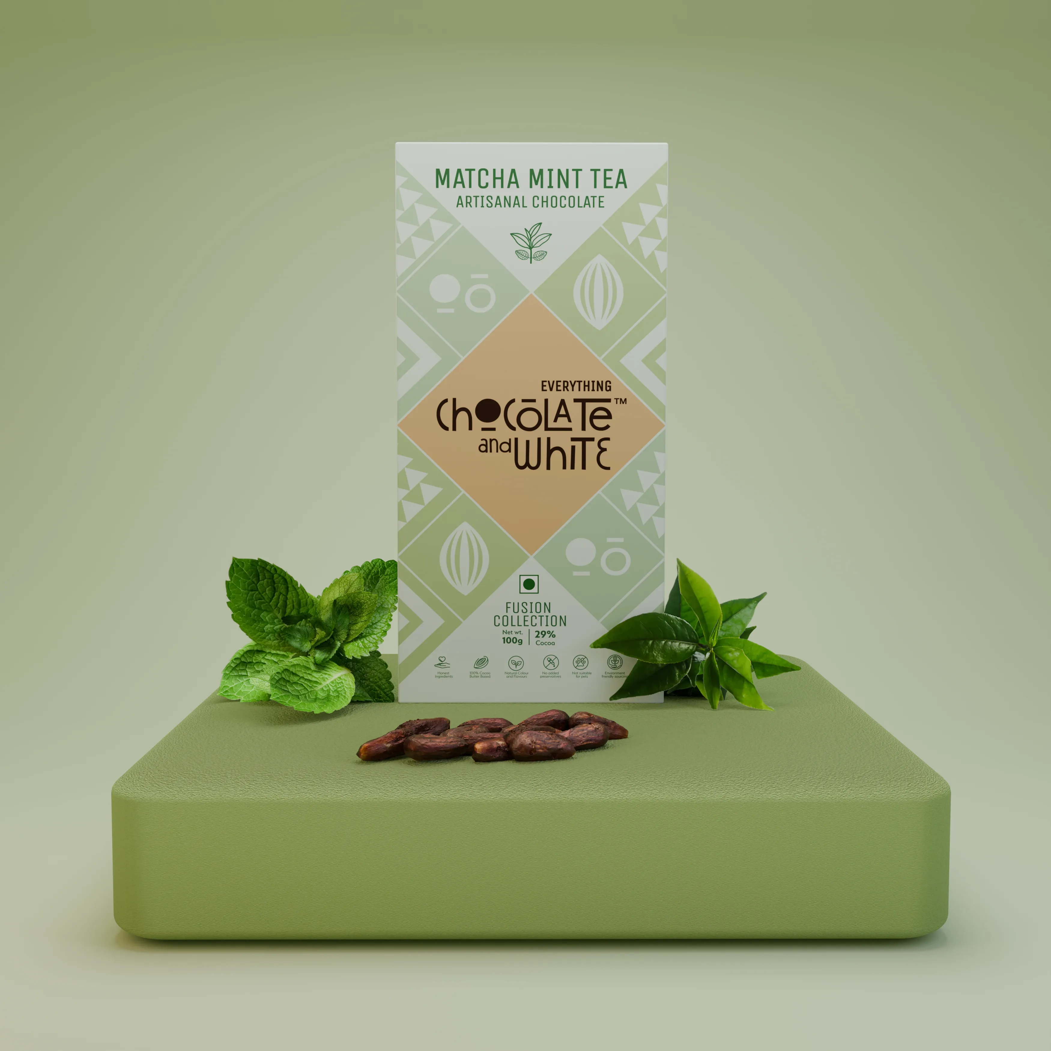 Matcha Mint Tea Artisanal Chocolate - White Chocolate
